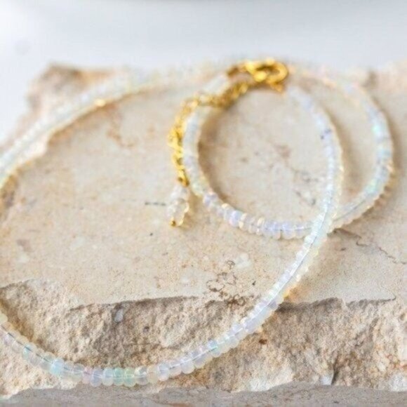 Opal Necklace Beaded Fire Opal Necklace Genuine Ethiopian Fire Opal Necklace - Picture 7 of 13